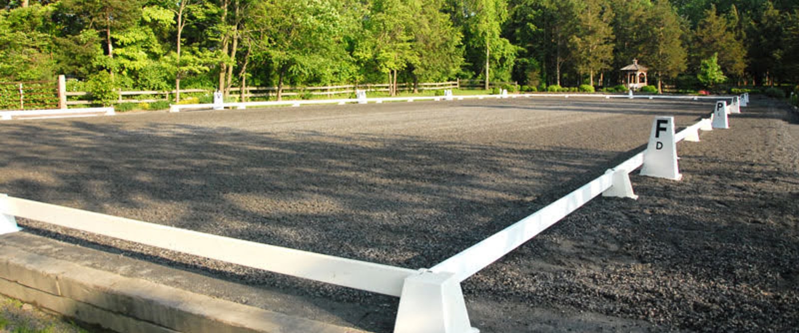 Outdoor dressage arena at Applewood Farm